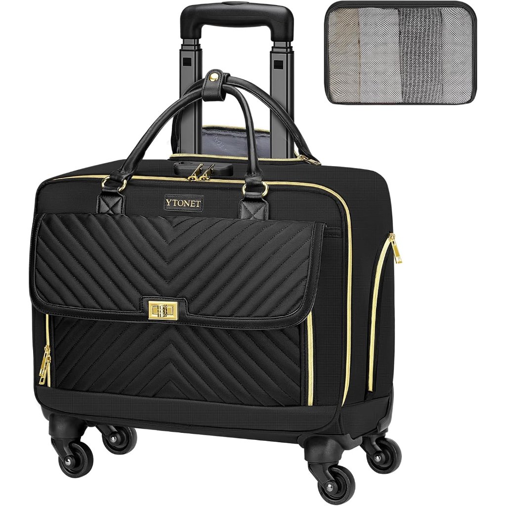 Rolling Laptop Bag, Rolling Briefcase For Women With 4 Spinner Wheels, 17.3 Inch